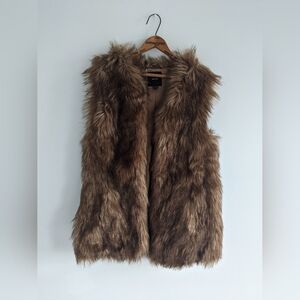 Faux Fur Vest Brown